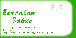 bertalan kapus business card